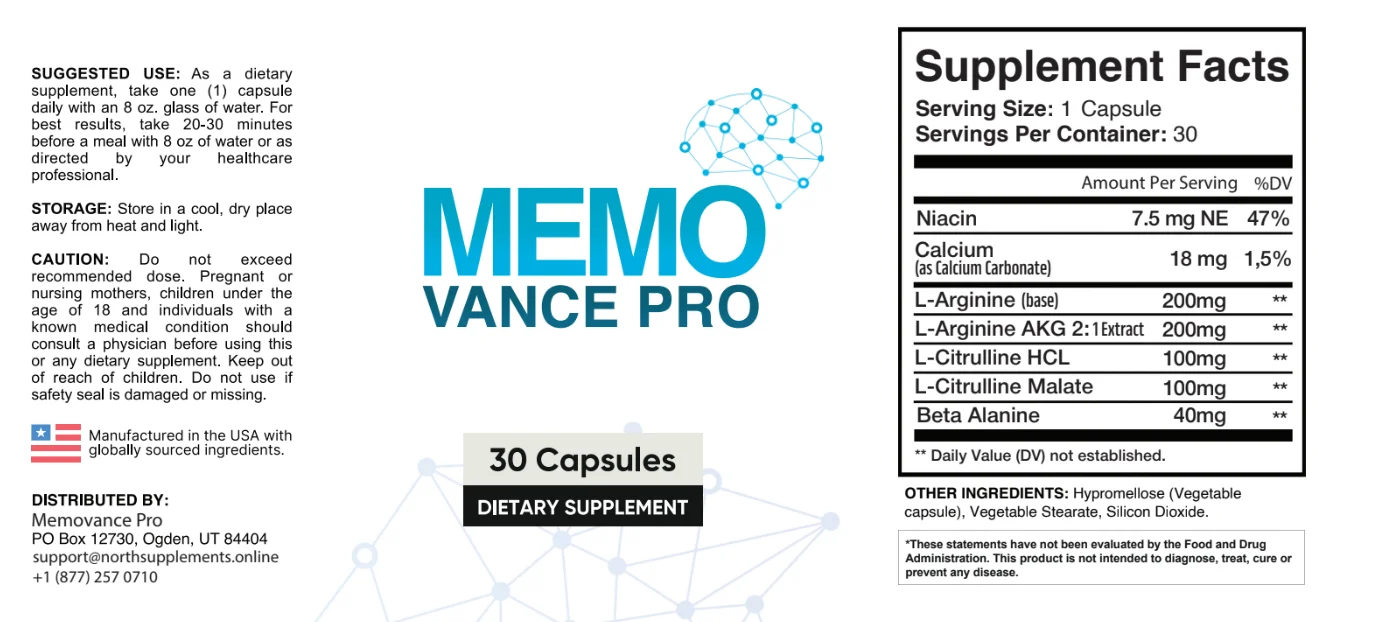 Memovance PRO Product Label